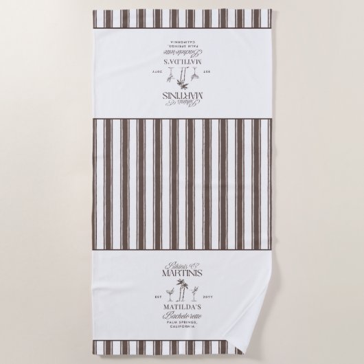 Bikinis und Martinis Elegantes Vintages Bacheloret Strandtuch (Vorderseite)
