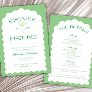 Bikinis und Martinis Green Bachelorette Weekend Einladung