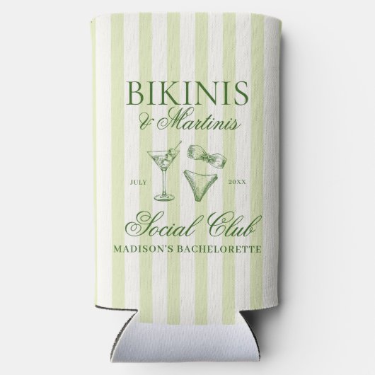 Bikinis und Martinis Grüngestrichen Selters Dosenkühler (Rückseite)