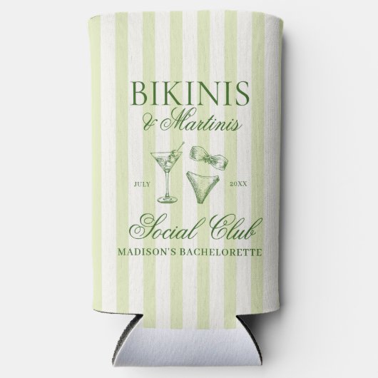 Bikinis und Martinis Grüngestrichen Selters Dosenkühler (Vorderseite)