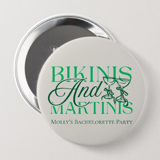 Bikinis und Martinis - Junggeselinnen-Abschied Button (Vorne & Hinten)
