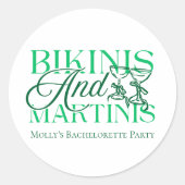 Bikinis und Martinis - Junggeselinnen-Abschied Runder Aufkleber (Vorderseite)
