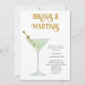 Bikinis und Martinis Junggeselinnen-Abschied Weeke Einladung (Vorderseite)