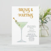 Bikinis und Martinis Junggeselinnen-Abschied Weeke Einladung (Stehend Vorderseite)