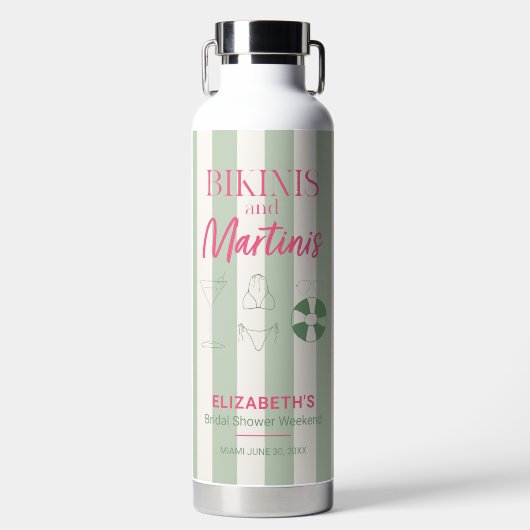 Bikinis und Martinis Junggesellinnen-Abschieds-Woc Trinkflasche (Vorderseite)