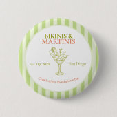 Bikinis und Martinis Junggesellinnenabschied Bach Button (Vorderseite)