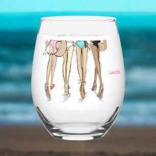 Bikinis und Martinis Mädchen-Wochenende-Geschenkar Weinglas Ohne Stiel