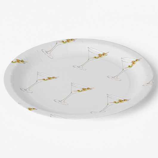 Bikinis und Martinis Pappteller (Schrägansicht)