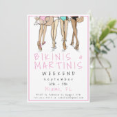 Bikinis und Martinis Party Weekend Einladung (Stehend Vorderseite)