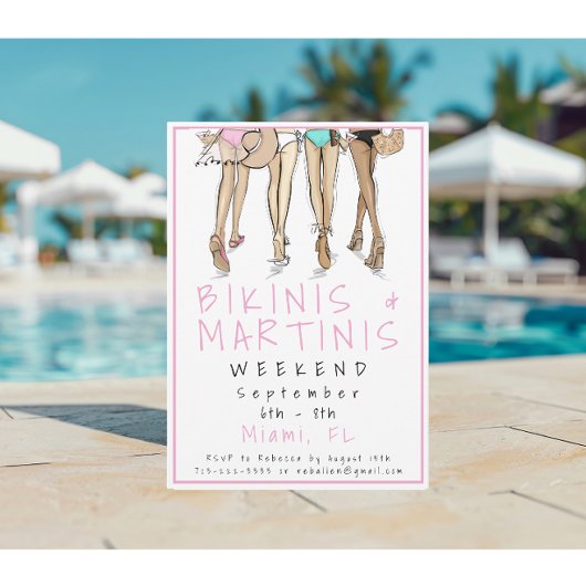 Bikinis und Martinis Party Weekend Einladung