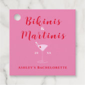 Bikinis und Martinis Rosa und Roter Junggeselinnen Geschenkanhänger (Vorderseite)