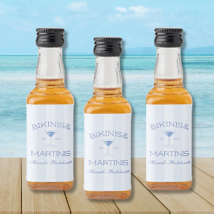 Bikinis und Martinis Strand-Junggesellinnen-Abschi Alkoholflaschenetikett