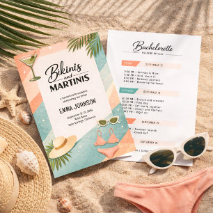 Bikinis und Martinis Strand Junggesellinnenabschie Einladung