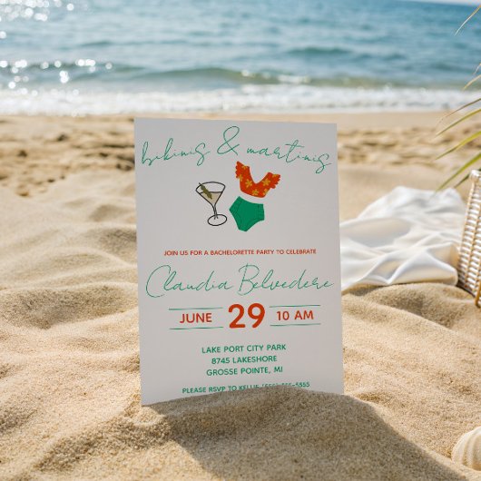 Bikinis und Martinis Themed Junggeselinnen-Abschie Einladung