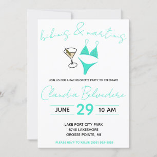 Bikinis und Martinis Themed Junggeselinnen-Abschie Einladung