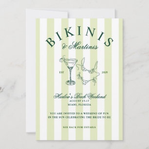 Bikinis und Martinis Vintage-Junggesellinnenabschi Einladung