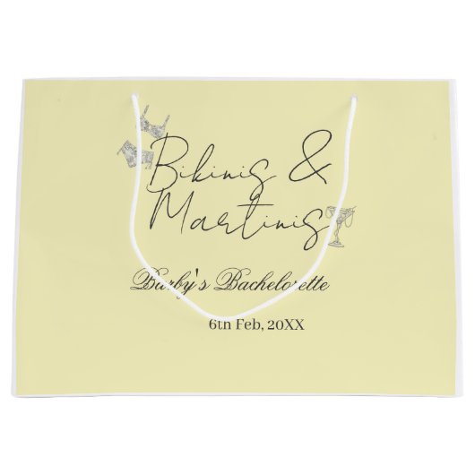 Bikins & Martinis bachelorette party yellow retro Große Geschenktüte (Vorderseite)
