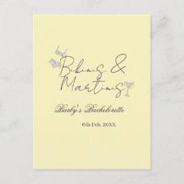 Bikins & Martinis bachelorette party yellow retro Postkarte