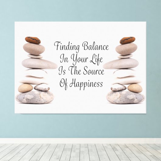 Bilanz des Lebens Zen-Steine-Slogan Leinwanddruck (Insitu (Holzboden))