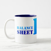 "BILANZBLATT" ZWEIFARBIGE TASSE (Links)