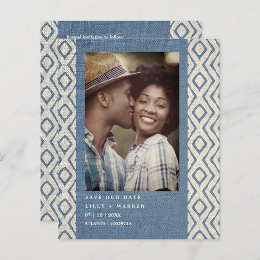 Bilap Blue Boho Textile Textile Textile Romantisch (Vorne/Hinten)