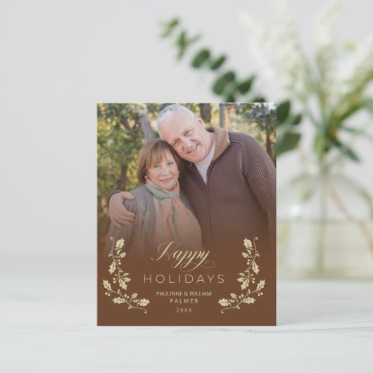 Bilap Christmas Brown Whimsiscript-Foto (Stehend Vorderseite)