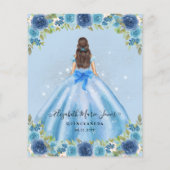 Bilap Floral Dusty Blue Gray Prinzessin Quinceaner Flyer (Hinten)