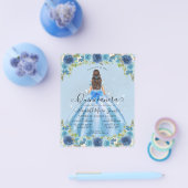 Bilap Floral Dusty Blue Gray Prinzessin Quinceaner Flyer (Einzeln)