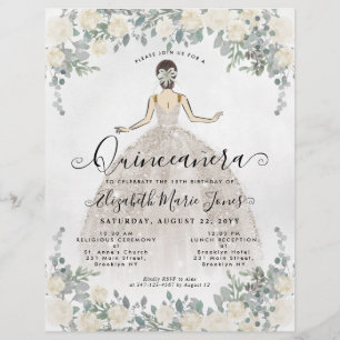 Bilap Floral Ivory White Glam Prinzessin Quinceane Flyer