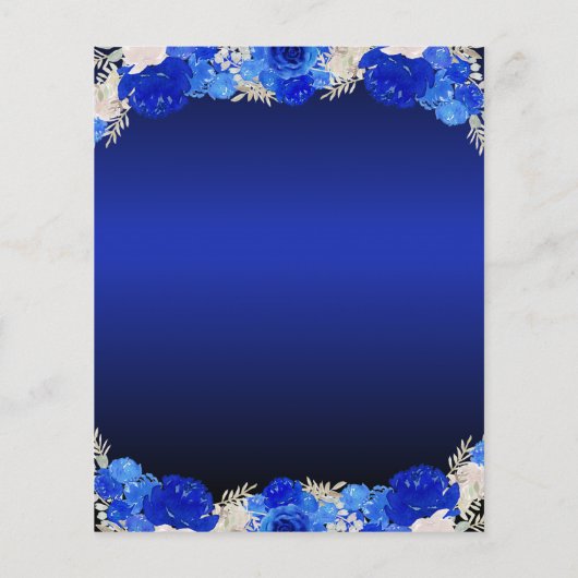 Bilap Floral Royal Blue Dress Quinceanera Einladun Flyer (Hinten)