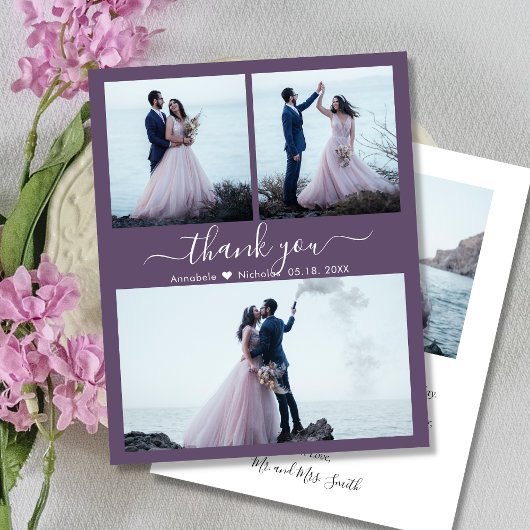 Bilap Foto Collage Mauve Wedding Vielen Dank Flyer
