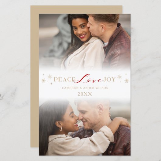 Bilap Simple Peace Liebe Joy Snowflakes 2 Fotos (Vorne/Hinten)