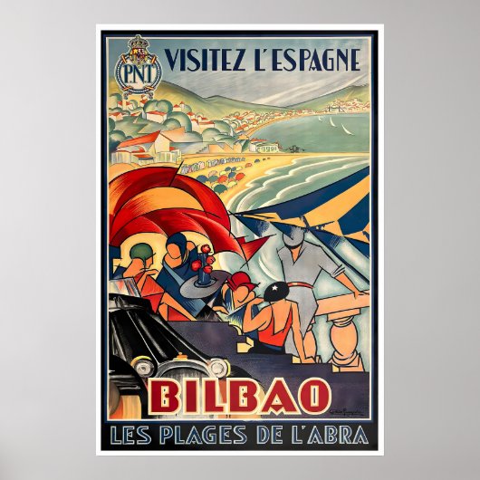 Bilbao Poster Vintage Spanischer Druck Spanien Rei (Vorne)
