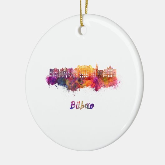 Bilbao skyline im Watercolor Keramikornament (Links)