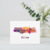 Bilbao skyline im Watercolor Postkarte (Stehend Vorderseite)