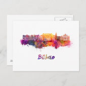 Bilbao skyline im Watercolor Postkarte (Vorne/Hinten)