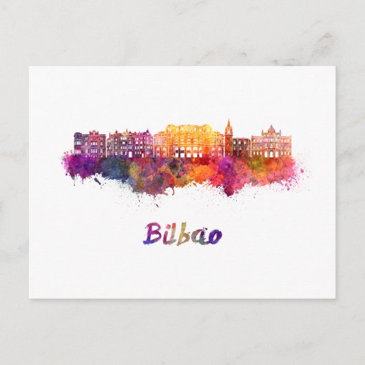 Bilbao skyline im Watercolor Postkarte (Vorderseite)