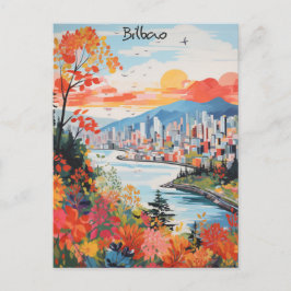 Bilbao Spain Travel City Painting Aesthetic Postkarte