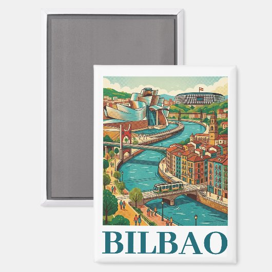 Bilbao Spain Travel - Colorful Architecture Magnet (Vorderseite/Rückseite)