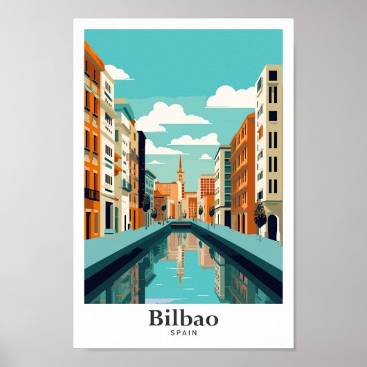 Bilbao Spain Vintage Travel Portrait Poster (Vorne)