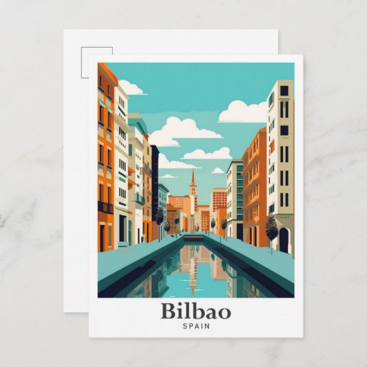 Bilbao Spain Vintage Travel Portrait Postkarte (Vorne/Hinten)