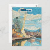Bilbao Spanien Art Print, Bilbao Art Illustrat Postkarte (Vorne/Hinten)