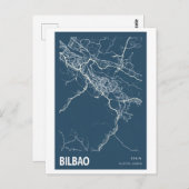 Bilbao Spanien City Map Line Art Blue Print Postkarte (Vorne/Hinten)
