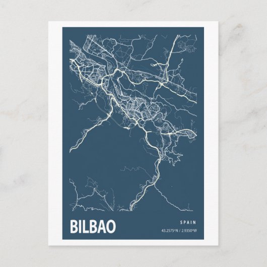 Bilbao Spanien City Map Line Art Blue Print Postkarte (Vorderseite)