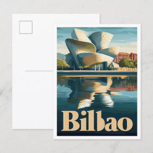 Bilbao Spanien Kunst Vintage Reise Illustration Postkarte