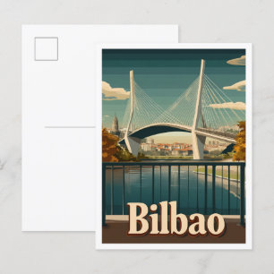 Bilbao Spanien Kunst Vintage Reise Illustration Postkarte
