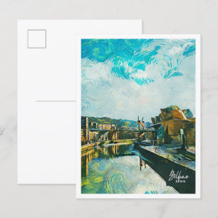 Bilbao Spanien Öl Paint City Landschaft Postkarte