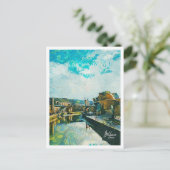 Bilbao Spanien Öl Paint City Landschaft Postkarte (Stehend Vorderseite)