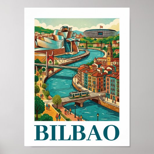 Bilbao Spanien Reise - Farbige Architektur Poster (Vorne)