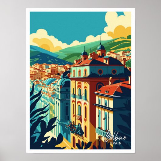 Bilbao Spanien Reisen Vintage Illustration Poster (Vorne)